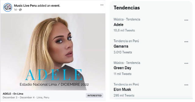 Adele figuró en el top de tendencias de Twitter para Perú del 18 de mayo de 2022. Foto: captura Twitter