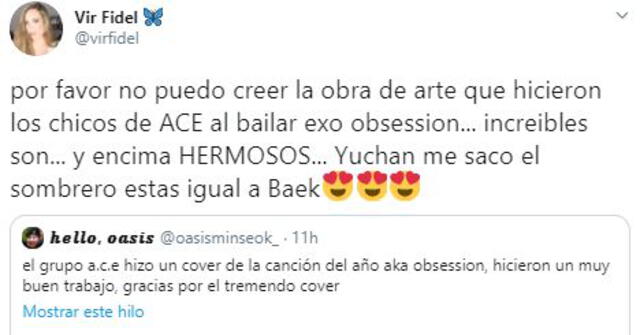 Comentarios sobre el cover de A.C.E. Foto: Twitter