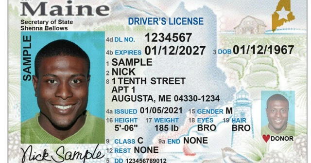 Ejemplo de un Real ID del estado de Maine. Foto: Homeland Security   