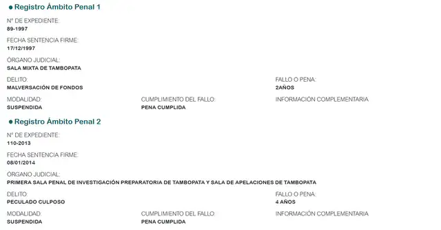 Información declarada por el candidato Mario Montes (Podemos). Foto: captura de pantalla/JNE Información declarada por el candidato Mario Montes (Podemos). Foto: captura de pantalla/JNE