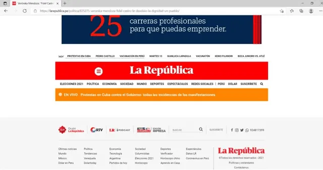 Supuesto enlace vacío. FOTO: Portal Web de La República