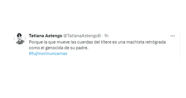  Tatiana Astengo se pronuncia sobre discurso de Dina Boluarte. Foto: Twitter   