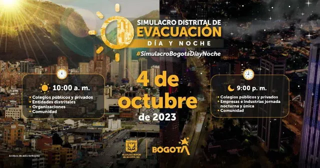 El Simulacro de Evacuación 2023 tendrá dos jornadas en Bogotá. Foto: Alcaldía de Bogotá   