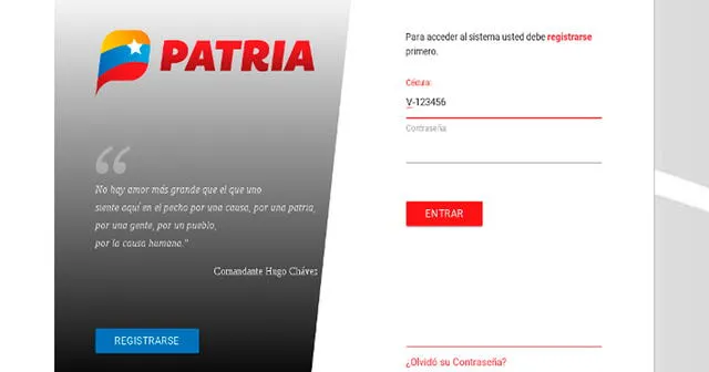 Aquí es la plataforma del Sistema Patria en el que debes verificar tus datos para los Bonos Patria. Foto: Composición LR.   