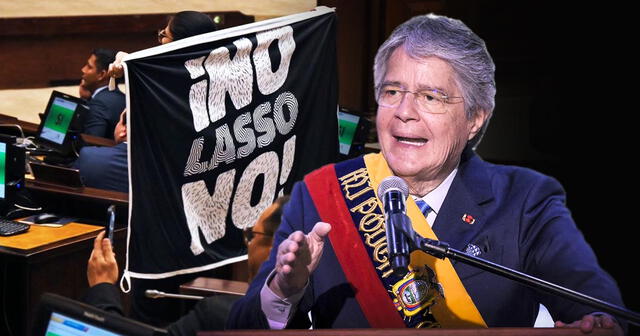  Guillermo Lasso se dirigió en mensaje a la nación para hablar sobre la disolución de la Asamblea Nacional de Ecuador. Foto: composición LR /AFP<br>    