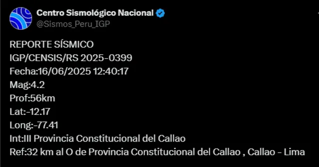 Temblor callao IGP sismo Temblor callao IGP sismo