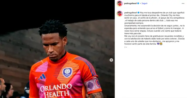 Mensaje de Pedro Gallese en sus redes sociales. Foto: Instagram Mensaje de Pedro Gallese en sus redes sociales. Foto: Instagram