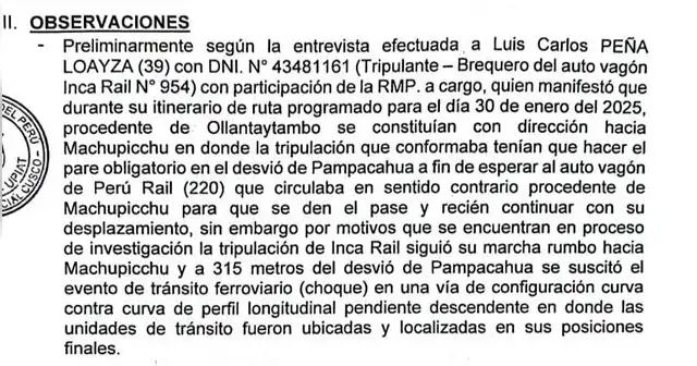 Parte del documento donde se señalan los hechos. Foto: difusión Parte del documento donde se señalan los hechos. Foto: difusión