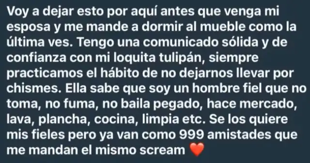 Comunicado de 'Tenchy' Ugaz.   