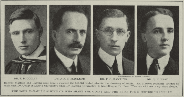 Noticia de la concesión del Premio Nobel de Medicina publicada en Literary Digest, el 23 de diciembre de 1923. Foto: Universidad de Toronto