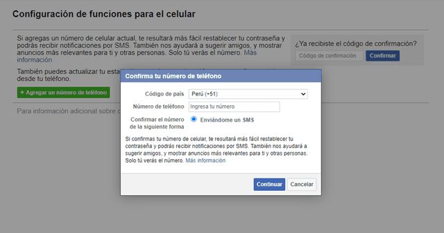 Facebook solicita agregar un número de teléfono a tu cuenta para acceder a funciones adicionales. Foto: La República