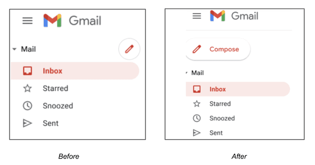 Gmail regresará al antiguo diseño de su botón 'Redactar'. Foto: Google