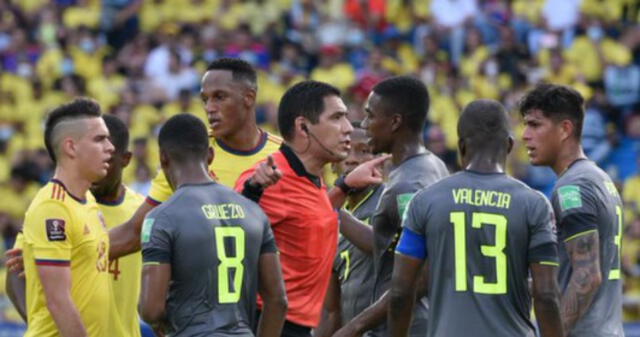 Diego Haro recibió las criticas de los futbolistas de la selección de Colombia. Foto: Captura Movistar Deportes