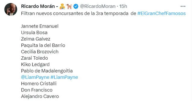 Ricardo Morán bromea con lista de participantes. Foto: captura/Twitter   