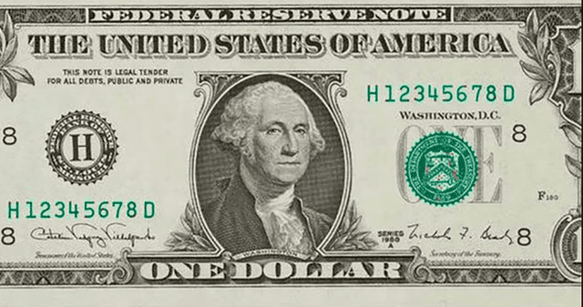 Billete de 1 dólar que destaca por su número de serie. Foto: Metro World News 