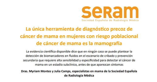 Comunicado de la Sociedad Española de Radiografía Médica. Foto: SERAM 