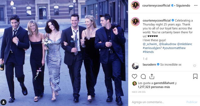 Mensaje en Instagram de los actores de "Friends" por sus 25 años