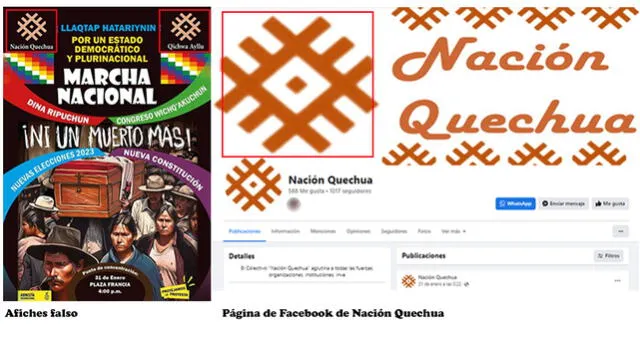  El afiche en cuestión usa en la parte superior el logo del colectivo “Nación Quechua”. Foto: capturas en Facebook / “Nación Quechua”.   