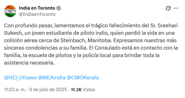  Consulado de la India. Foto: X   