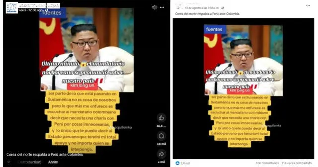 <em>Desinformación sobre Corea del Norte. Foto: captura de Facebook</em>   