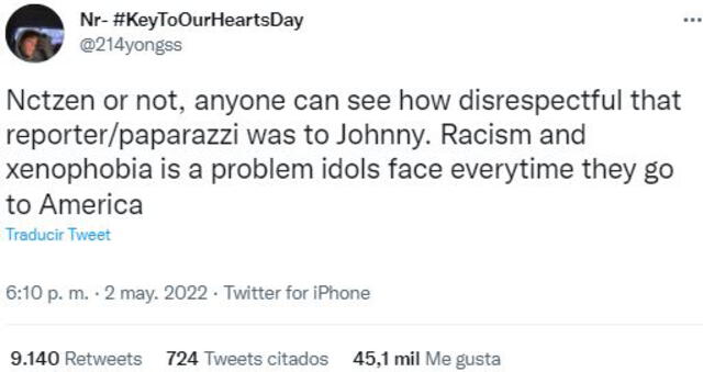 Comentarios sobre el incidente de Johnny. Foto. Twitter
