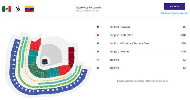 Precio de las entradas para el México vs. Venezuela. Foto: Serie del Caribe