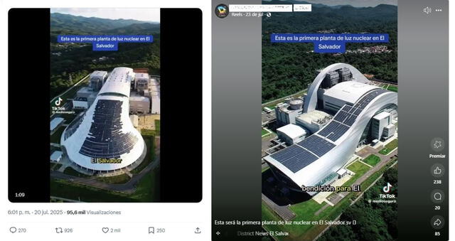 <em>Desinformación sobre el proyecto de energía nuclear de El Salvador. Foto: captura de X / Facebook</em>   