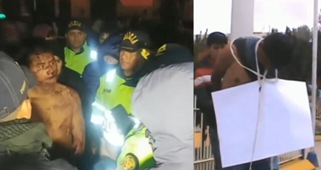 Huancayo: Desnudan y azotan a ladrón de celular en plena vía pública [VIDEO]