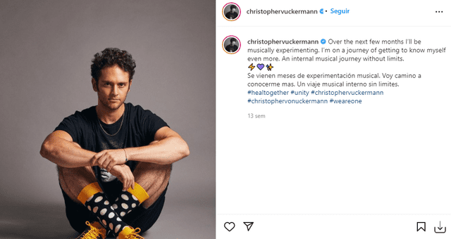 Christopher Uckermann inició su carrera como solista tras separarse de RBD. Foto: Christopher Uckermann/Instagram.