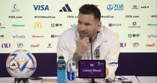 Lionel Messi declara en conferencia de prensa. Foto: Twitter