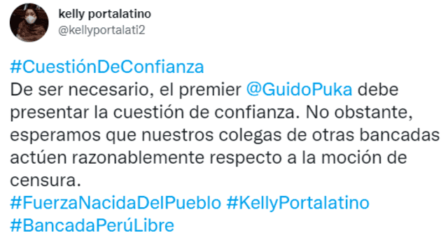 Tuit de Kelly Portalatino. Foto: captura de Twitter.