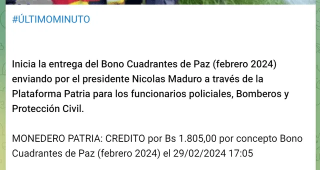 Llegó el Bono de Corresponsabilidad y Formación de febrero. Foto: composición LR/Telegram.   