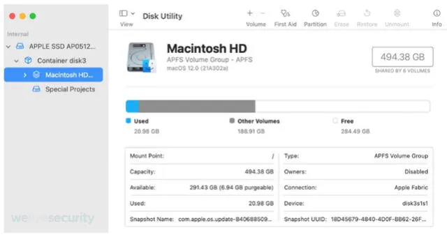 Los usuarios de mac pueden usar Disk Utility. Foto: Eset