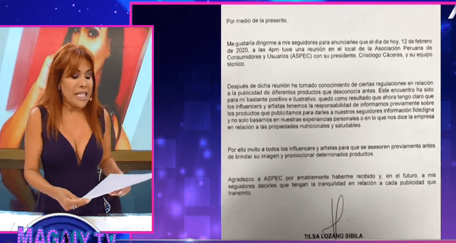 Magaly Medina indignada con ASPEC por aceptar disculpas de Tilsa Lozano. (Foto: captura)