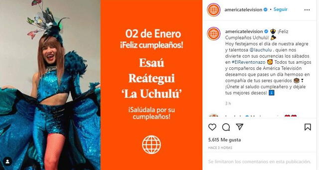 América TV saluda a 'La Uchulú'. Foto: América TV/ Instagram