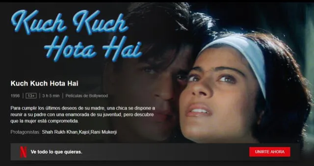 Kuch Kuch Hota Hai en Netflix. Foto: Captura web site Netflix