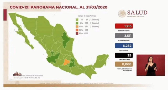 Casos de coronavirus en México. Foto: Captura.