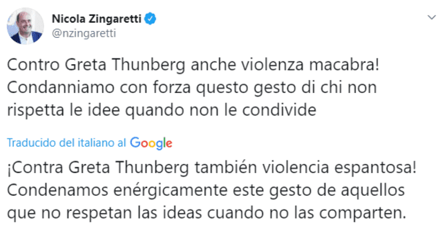 Líder político vitupera contra opositores de Greta Thunberg.