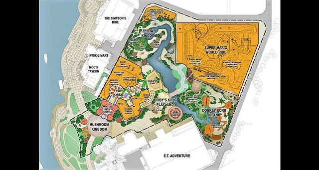 Mapa del parque temático de Super Nintendo World en Orlando