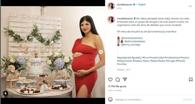Nicole Faverón celebró su baby shower. Foto: Nicole Faverón/ Instagram