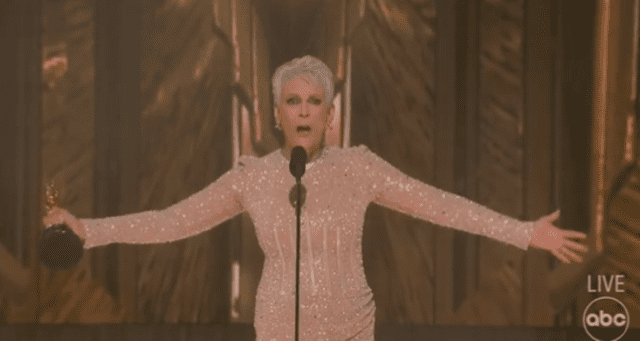 Jamie Lee Curtis recibió su primer oscar en más de 40 años de carrera. Foto: captura de ABC   