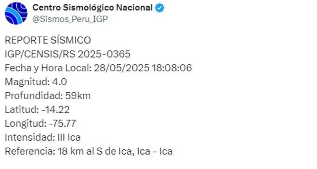 Sismo en Ica