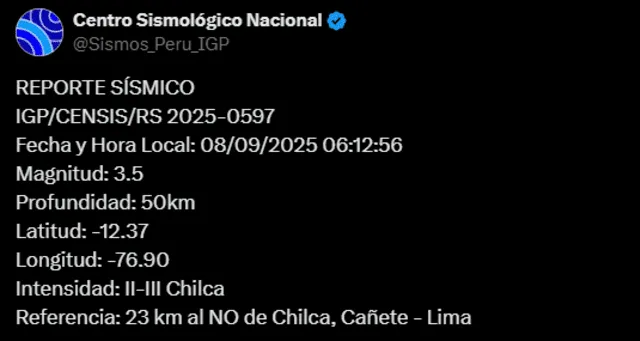  Temblor en Lima. Foto: IGP   