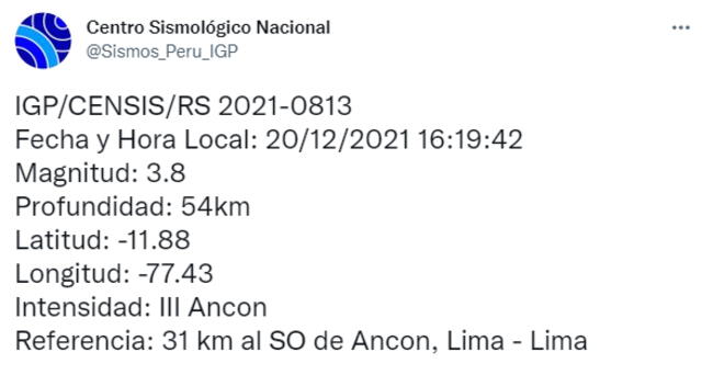 El organismo confirmó sismo en Lima. Foto: IGP