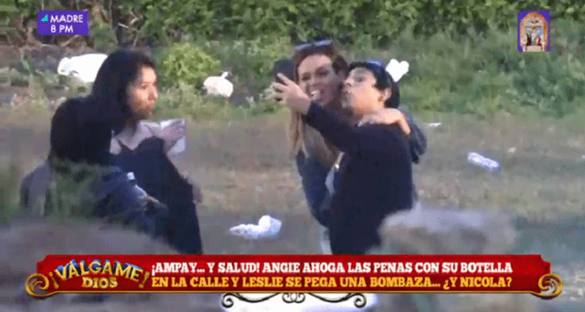 Ampayan a Angie Arizaga en plena vía pública pasada de copas [VIDEO]