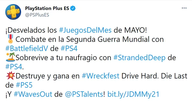 Los cuatro juegos que estarán disponibles gratis en PlayStation Plus España. Foto: Twitter/@PSPlusES