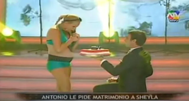 Antonio Pavón le había pedido matrimonio a Sheyla a través de las pantallas del ya desaparecido programa Combate. Foto: Captura ATV