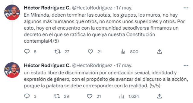 El gobernador Héctor Rodríguez se ratifica con su decisión y solo queda la publicación del decreto. Foto: Twitter/ Héctor Rodríguez C.