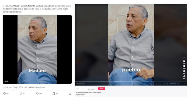 <em> Contenido viral que menciona a Antauro Humala. Foto: captura de X / TikTok</em>   