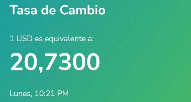 El portal de Yummy Dólar estableció el precio del dólar en Venezuela a 20,73 bolívares. Foto: captura/yummy-dolar.web.app